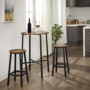 VASAGLE Industrial Design 25.6 Inch Tall Steel Frame Rustic Brown Bar Stools木製HighバーKitchenためDining