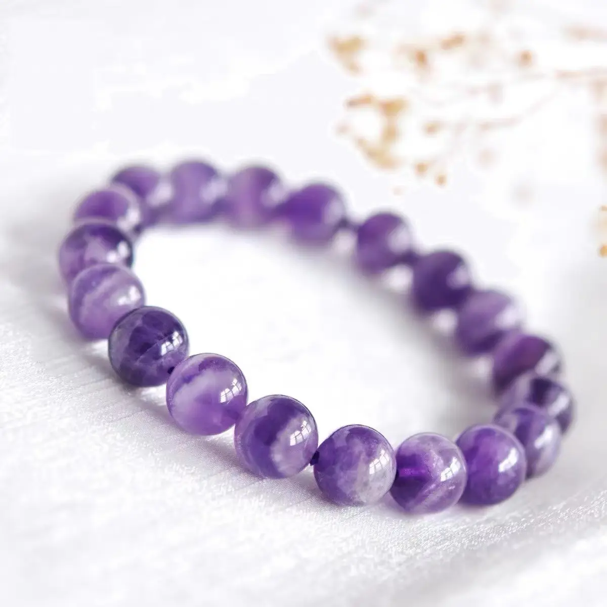 Natural Ametista Lapis 6mm 8mm Alta Qualidade Ametista Pulseira Purple Crystal Beads Pulseiras para Mulheres Homens Jóias Pulseiras