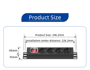 10&quot; 1U 16A 4 Ways Germany Type PDU With On-<strong>off</strong> Switch 2m 1.5mm^2. Cable Power Distribution Units for Data <strong>Center</strong> - Product Image 3