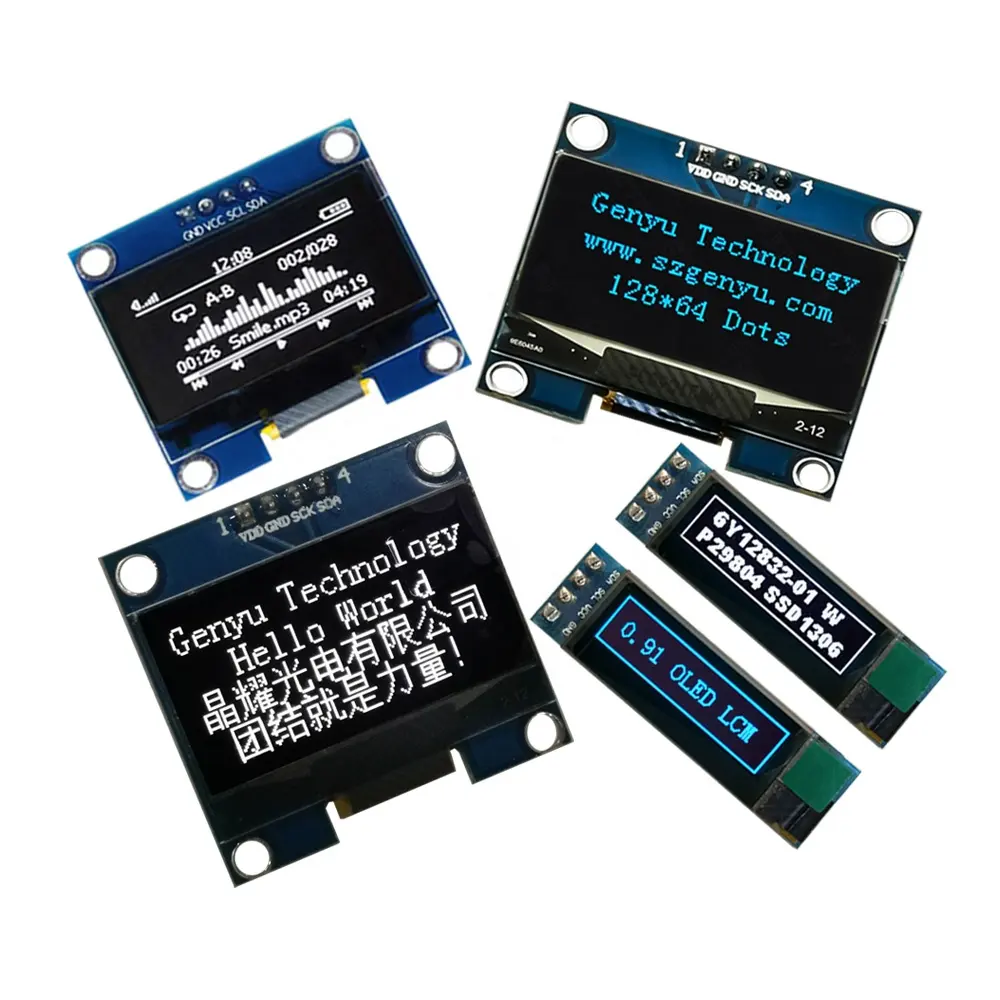 12864 디스플레이 1.3 OLED I2C 스크린 블루 화이트 OLE 디스플레이 모듈 4Pin PCB IIC 드라이브 SSD1306 128x64 도트 0.96 OLED 디스플레이 모듈