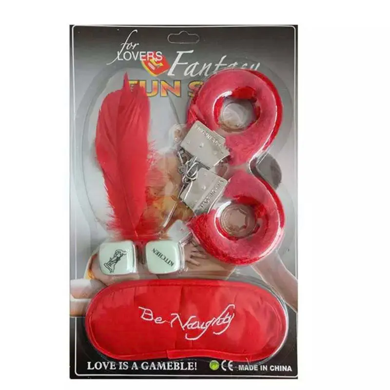 Set di dadi per maschera Sexy con piume che flirtano bendate Stick peluche Sex manette Paddle Whip per gioco per adulti