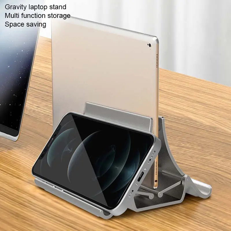 Компактный нескользящий Универсальный держатель для ноутбука, офисный вертикальный гравитационный держатель для хранения, Алюминиевая Подставка для ноутбука для MacBook Pro, планшетных ПК