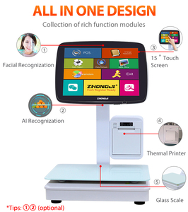 中基15英寸高品质POS AI秤标签称重秤，带AI相机，用于零售市场触摸屏 - Product Image 4