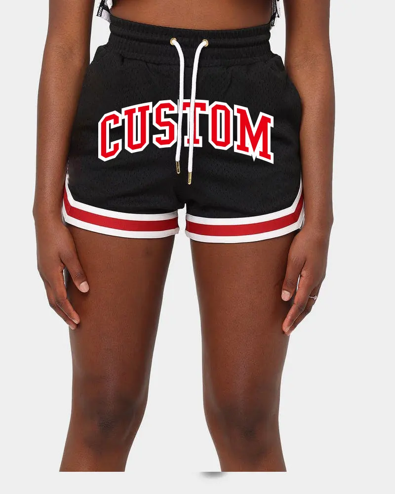 Pantalones cortos de baloncesto con logo personalizado para mujer, conjunto de equipo sexy con sublimación de poliéster para entrenamiento de talla grande, retro, venta al por mayor