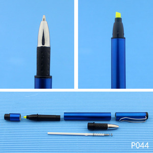 2在1塑料圆珠笔，带荧光笔，带有自定义颜色和自定义徽标 - Product Image 5