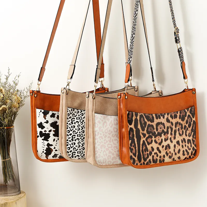 Leopard Straps sling bag for women girls shoulder bag PU Leather luxury crossbody tote bag