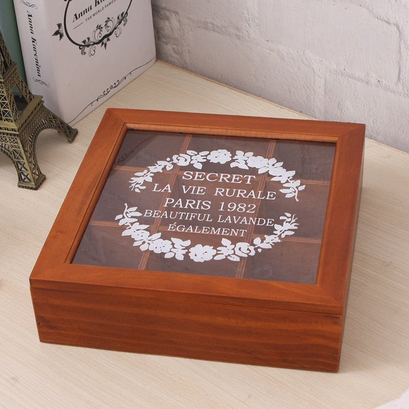 Old-fashioned nine-square transparent glass box