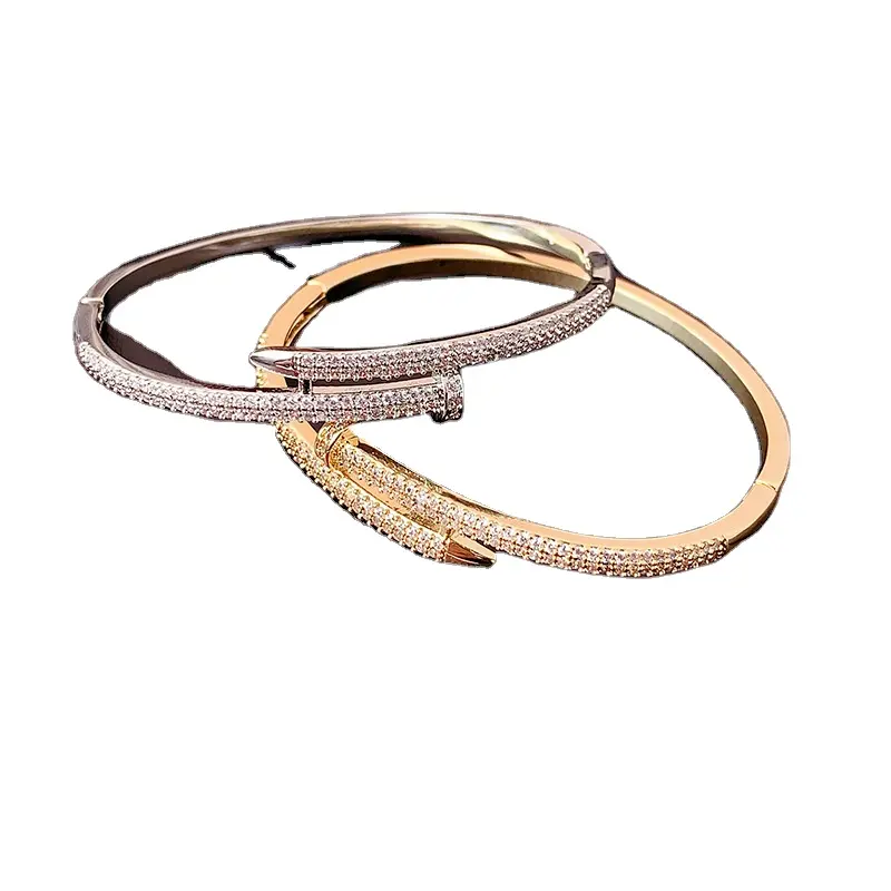 Hot Sales Silver Gold Zirconia Bangle Bracelet Enamel Real Gold/Silver Plated Bracelets Jewelry For Women