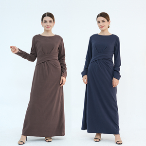 <span class=keywords><strong>2025</strong></span>最新休闲连衣裙天鹅绒素色阿巴雅女性穆斯林服装伊斯兰服装优雅谦虚时尚女性内装阿巴雅