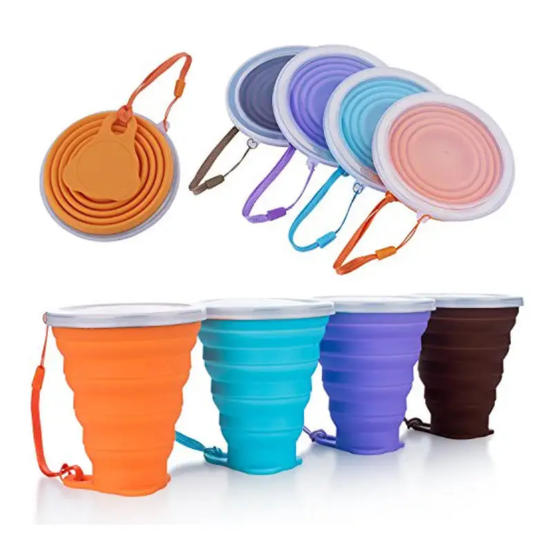 Portable 270 ML Travel Drinking Coffee Cup Retractable Folding Silicone Collapsible Coffee Cup