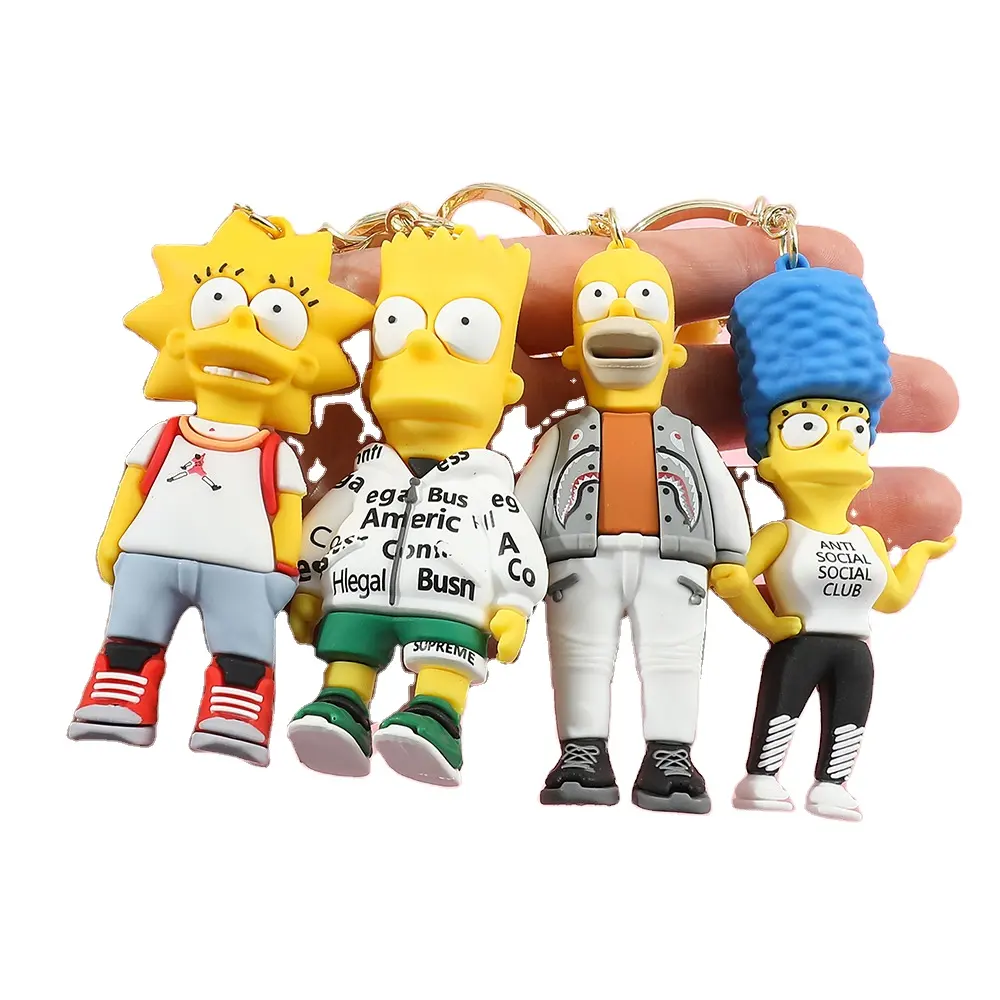 Cat and mouse Movie character Simpson Soft Pvc Keychain Gift Anime Rubber Key Chain 3d Rubber Key Ring Rubber Pvc Keyring