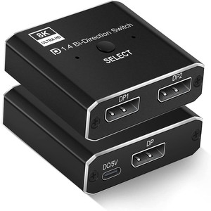 Conmutador DP de 2 puertos con control remoto 8K Displayport Interruptor bidireccional DP1.4 Interruptor para computadora Monitor Proyector TV