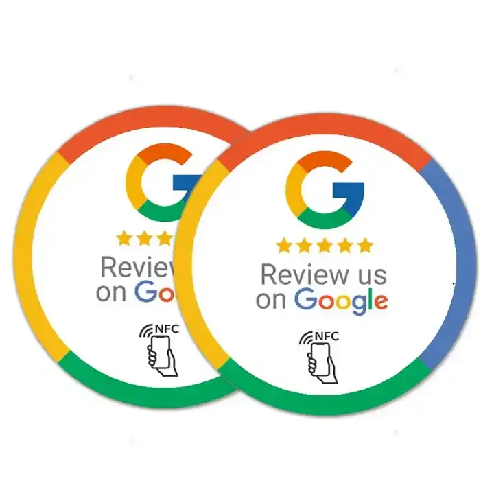 Círculo de revisão Nfc de adesivos de etiqueta de cartão Nfc Google Review de epóxi à prova d'água de 13,56 MHz