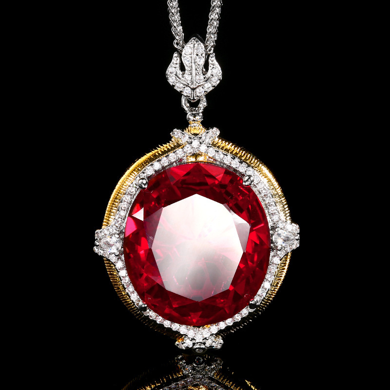 Red corundum pendant with Chopin chain