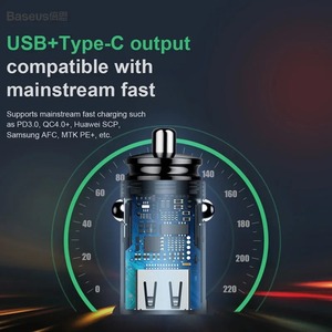 BASEUS ที่ชาร์จเร็ว30W, 3.0 USB คู่ชาร์จเร็วอะแดปเตอร์ชาร์จโทรศัพท์ในรถยนต์ชาร์จในรถยนต์ Type C PD สำหรับ4.0ชาร์จโทรศัพท์มือถือ - Product Image 6