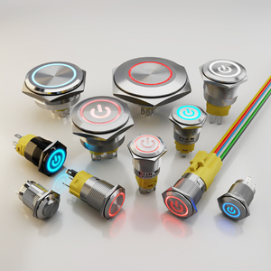 Interruptores de botón pulsador con logotipo de alimentación LED redondo personalizado Botón plano impermeable de acero inoxidable - Product Image 1