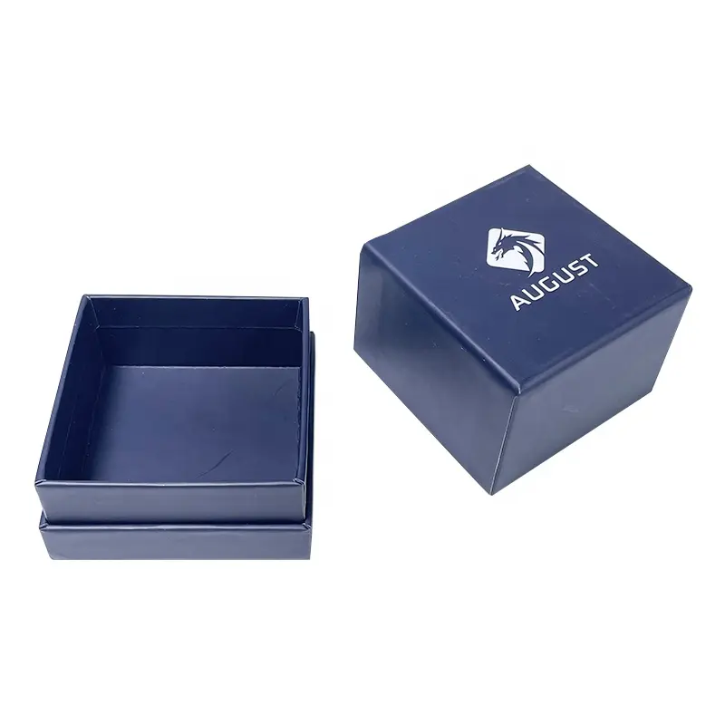 Atacado Logotipo Personalizado Presente De Luxo rígido Papel Jóias Caixas azul Pulseira Colar Caixa com tampa Jóias Embalagem
