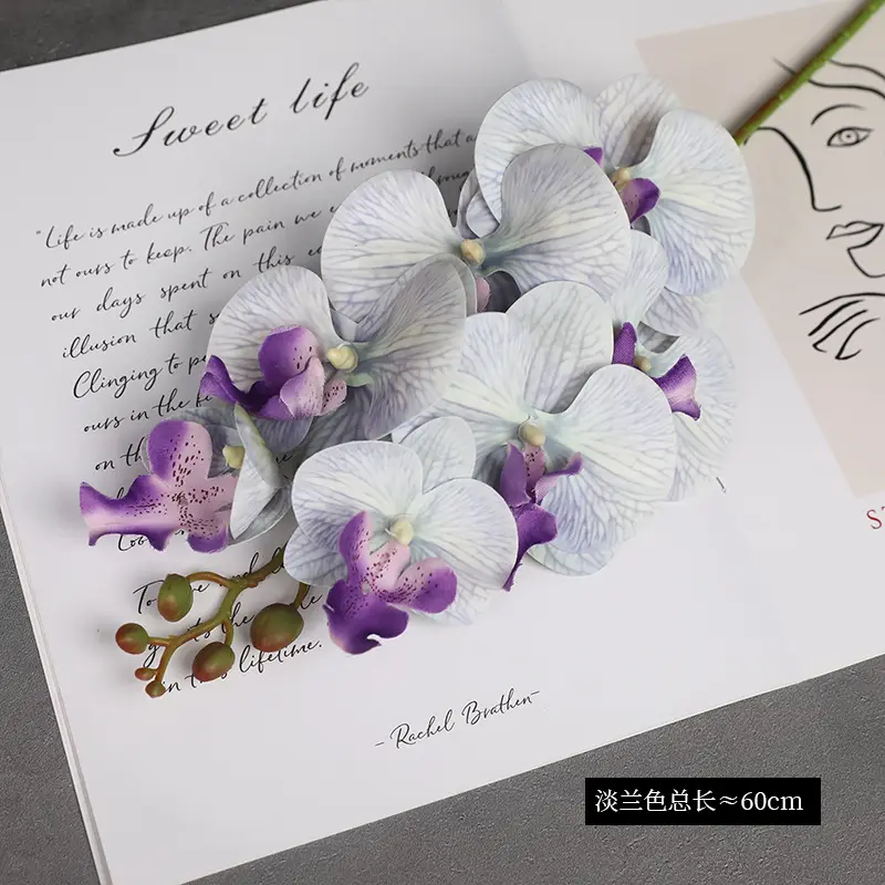 2023 yeni toptan gerçek dokunmatik 3D baskı yapay orkide çiçeği düğün dekor için 9 kafaları dekorasyon çiçek phalaenopsis