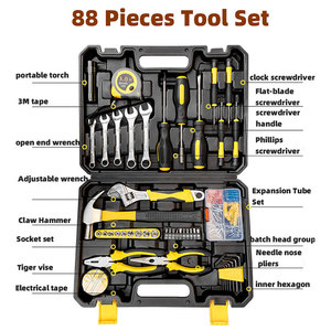 88 pcs完整工具包家用工具箱汽车修理工具套装带锤钳螺丝刀扳手套筒机械工作工具 - Product Image 3