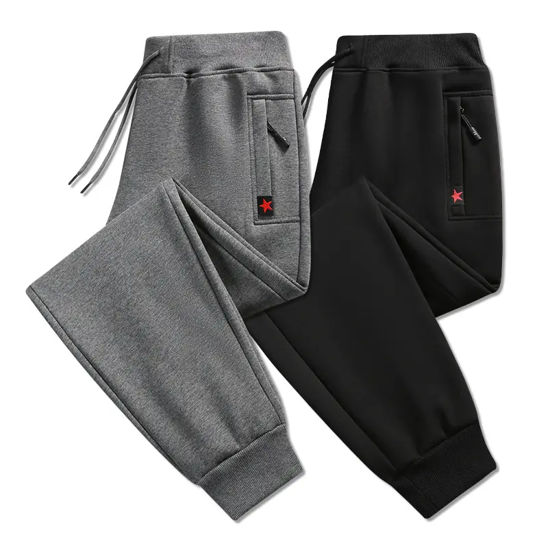 कपास sweatpants पुरुषों की सीधे पतलून प्लस आकार पुरुषों की आकस्मिक पैंट शरद ऋतु और सर्दियों के साथ मोटी मखमल पैंट