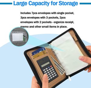 A6 orçamento binder pu couro <span class=keywords><strong>notebook</strong></span>, planejador de orçamento, portfólio, pasta com dinheiro, envelopes, calculadora