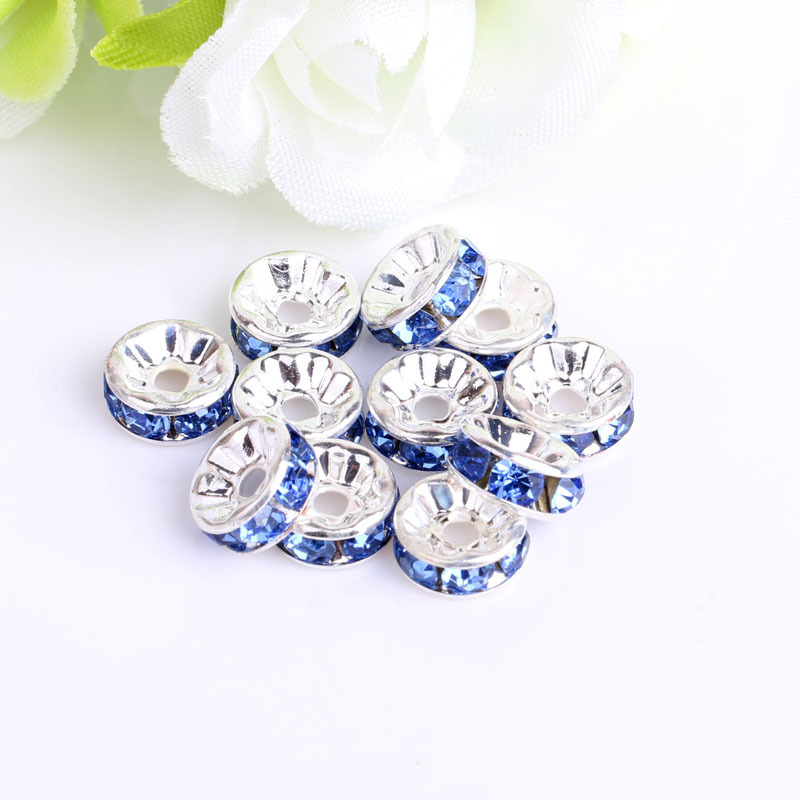 Bleu clair à bords droits plaqué argent