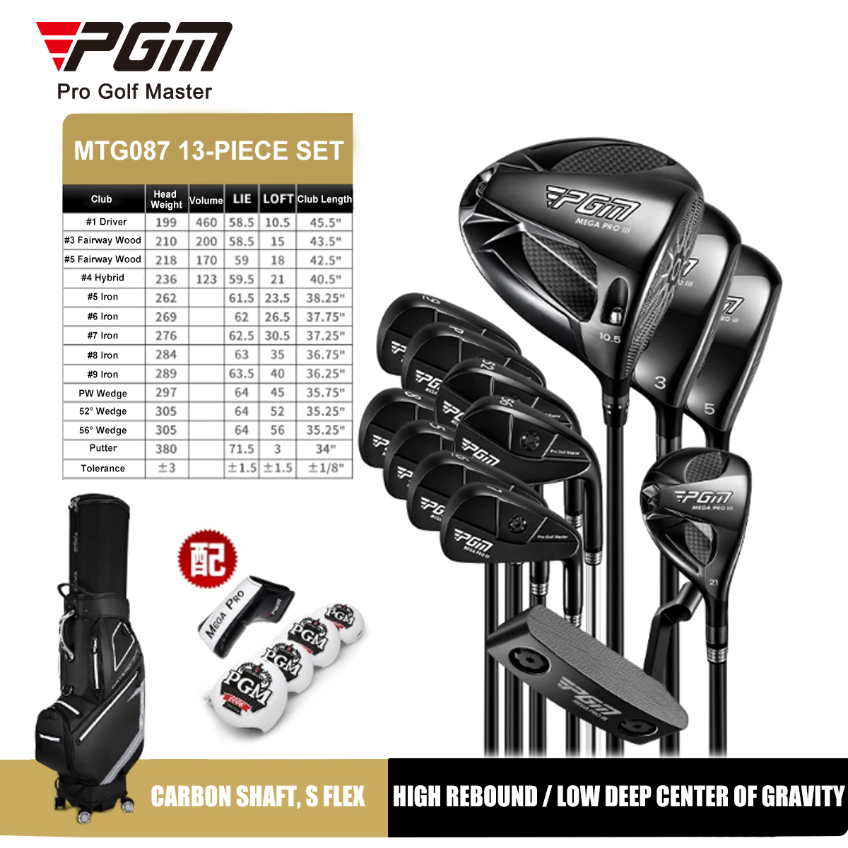 Graphite de qualité S 13 clubs 10,5 ° conducteur