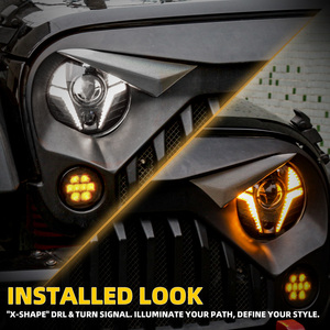 Đèn pha LED tròn 7 inch 50W, đèn chiếu sáng ban ngày/đèn <span class=keywords><strong>laser</strong></span> tích hợp cho xe Wrangler JK TJ, tích hợp đèn pha chiếu xa - Product Image 5