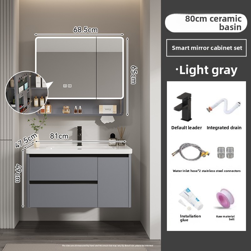 Cabina de espejo inteligente semi-cerrada de 81 cm con doble cajón.