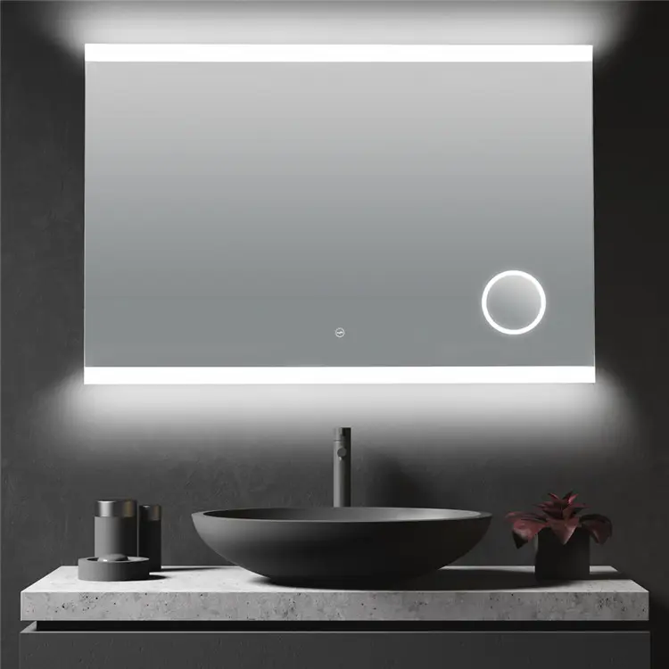 Sable de style moderne haut et bas avec fonction loupe Miroir de salle de bain de maquillage à DEL