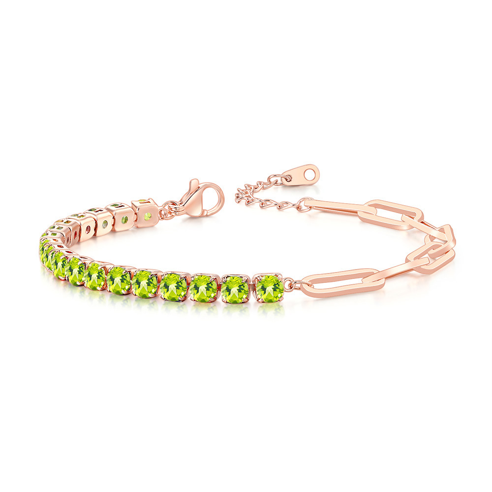 4mm Rose Gold Olive Green Stone