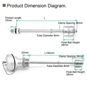 Interruptor de flotador de bola única, Sensor de nivel de líquido, controlador de alto y bajo nivel de agua de acero inoxidable 304 para tanque de agua automático - Product Image 4