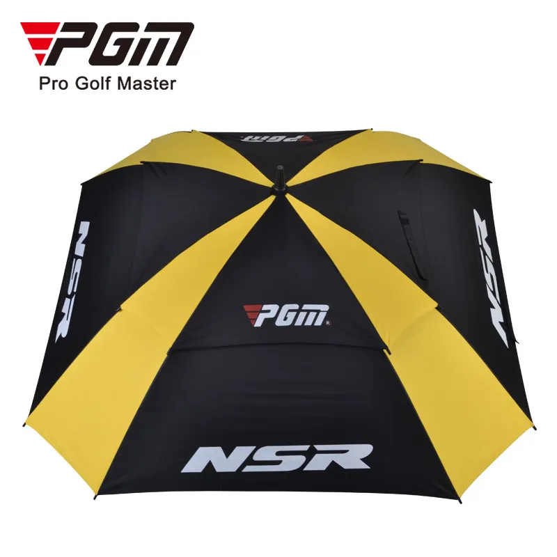 PGM siyah ve sarı çift katmanlı kare golf şemsiyesi