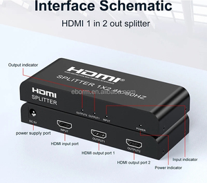 2 Ports <strong>HDMI</strong> 2.0 Splitter 1 in 2 Out HDCP 2.2 4K 60Hz 1080P Full HD HDR <strong>HDMI</strong> Splitter 2.0 1x2 for <strong>Dual</strong> Monitors Extended Display