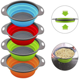 Giá Rẻ Sinh Thái Thân Thiện Collapsable Nhà Bếp Silicone Ráp Colander Rau Lọc - Product Image 6