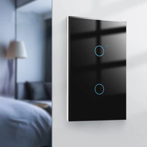 Interruptor de luz inteligente de automatización Control Wifi 2 Gang Panel de vidrio táctil estándar americano Interruptores de pared Interruptor