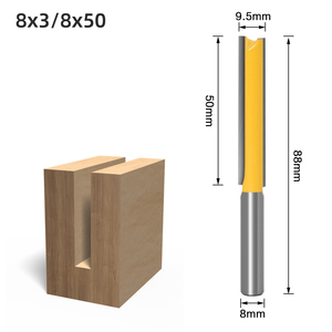 8mm Shank 2&quot; 3&quot; Inch Long 3/8 1/2 Diameter Woodworking Straight Router <strong>Bits</strong> with Carbide Tooth Carpentry Cutter <strong>Tools</strong> - Product Image 4