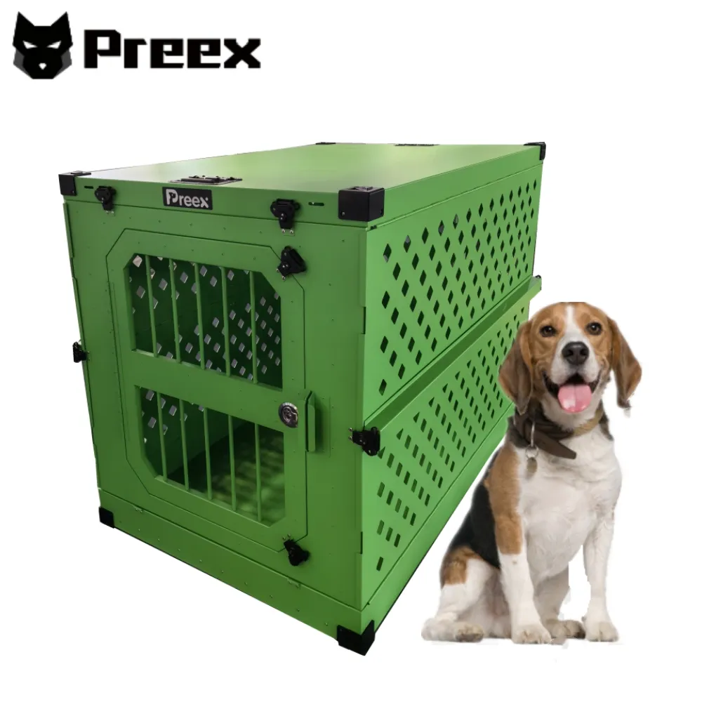 Conception de verrouillage pratique Cage pour chien en aluminium sûre et confortable Caisse pour chien pliable