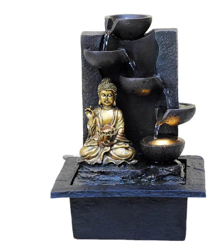 Resin Religious Buddha Waterfall Features Fountain Indoor Water Fountain For Decor