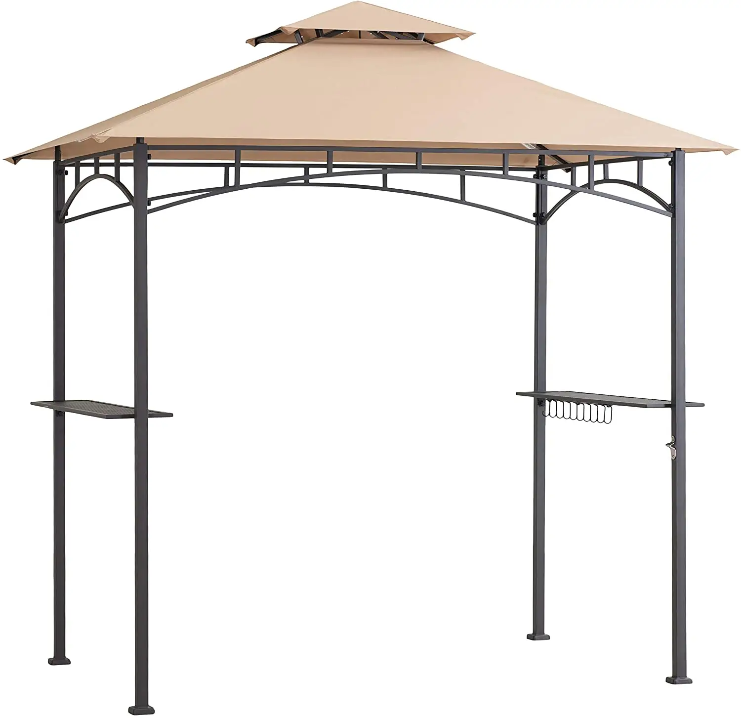 Vendita calda gazebo in metallo Barbecue gazebo negli stati uniti 8ft * 5ft doppio tetto piatto parasole Barbecue griglia da giardino in metallo Gazebo