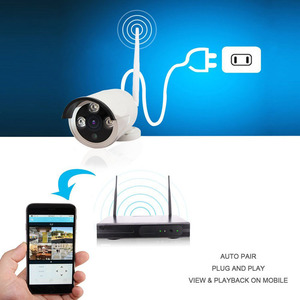 ワイヤレスメタル素材IP66防水モーション検出リモートビューイングP2P Wifi 4ch NVRキット