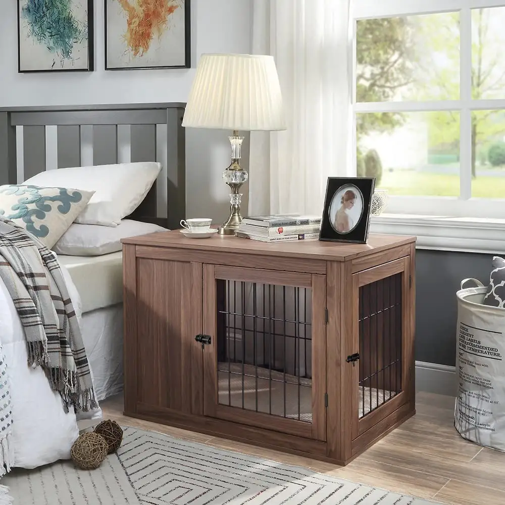 Muebles de MDF Estilo Casa del perro, mesa lateral moderna, jaula para mascotas con cubierta de caja