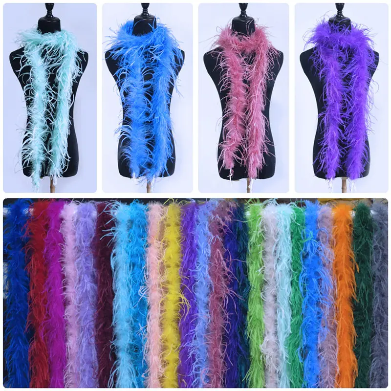 Hot Sale 10-15 cm Single Layer Ostrich Feathers Multicolor Decorative Feathers Craft Popular Ostrich Feather Boa For Dress