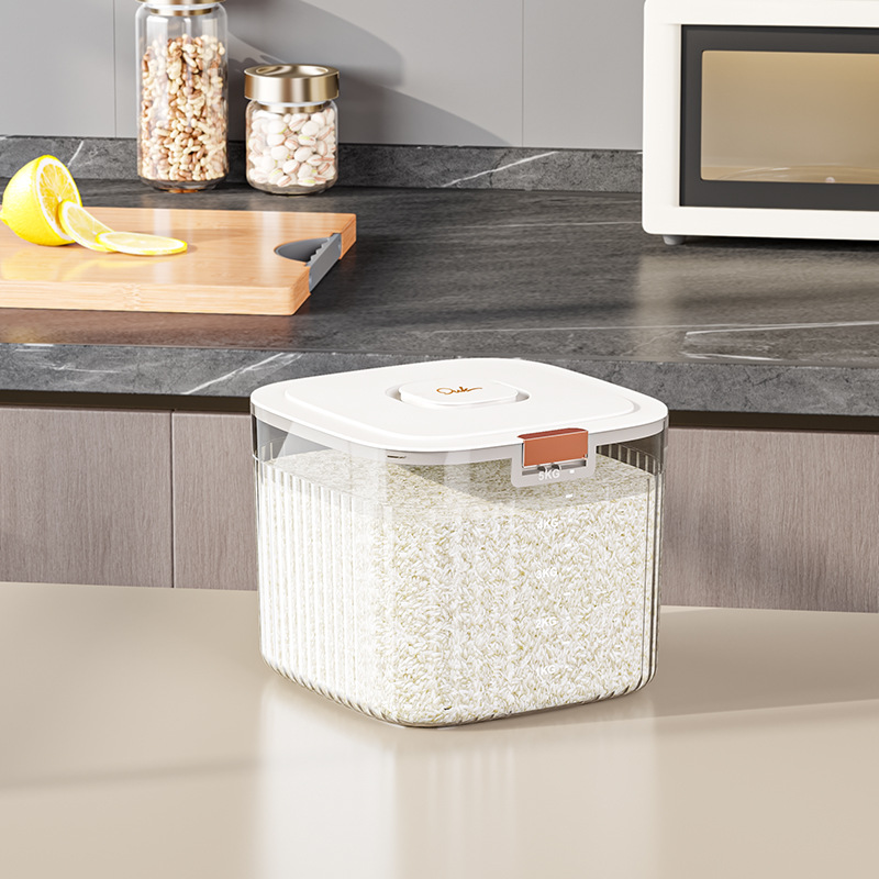 10-jin sealed rice bucket, translucent white
