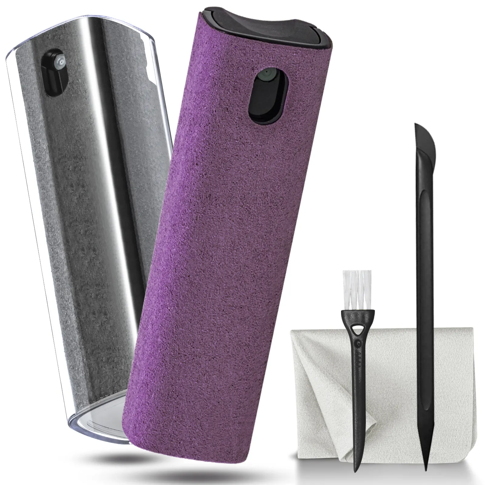 Semprotan pembersih layar ponsel, Kit pembersih layar ponsel 2 dalam 1 dengan kain Microfiber