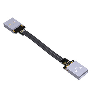ADT-Link USB2.0สายไฟแบนสั้นบางเฉียบเส้นข้อมูลแหล่งจ่ายไฟกระแสสูงตัวผู้เป็นสองเท่าสำหรับอุปกรณ์อิเล็กทรอนิกส์สำหรับผู้บริโภค - Product Image 1