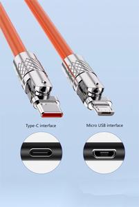 สายชาร์จข้อมูลโลหะชนิด C 120W ชนิด C เหมาะสำหรับ Apple และ Android สายชาร์จแบบหมุนได้ชนิด C - Product Image 2