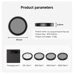 Telesin spor kamera aksesuarları CPL nötr yoğunluk ND Lens filtreler CPL ayrılmıştır fiber optik Lens için DJI eylem 5 4 3 kamera - Product Image 6