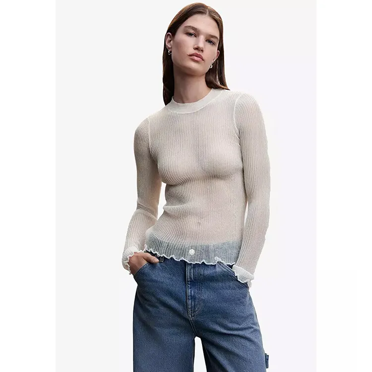DiZNEW Verano Logos personalizados Señoras Sexy Collar Top de punto Slim Fit Pullover Suéter de mujer