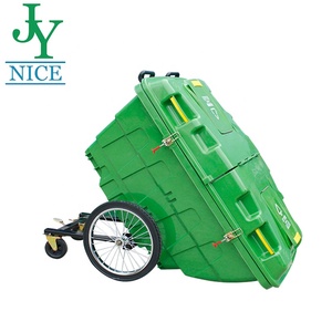 Carro de basura móvil de cuatro ruedas de plástico de 400 litros, contenedores de almacenamiento, cubo de basura de plástico, revestimiento de polvo, plástico Rectangular para exteriores - Product Image 1